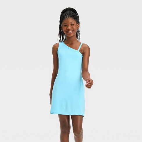 Girls' Asymmetrical Active Dress - All In Motion™ Sky Blue XS