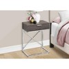Vynxaria Contemporary Modern Accent Table Brown Laminate (Dark Taupe Wood-Grain), Chrome Metal X-Frame, Storage Drawer - 3 of 4