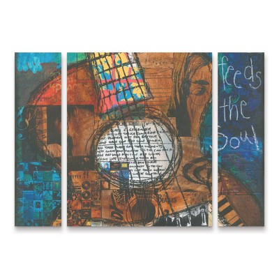 Trademark Fine Art - Jennifer Mccully 'Music Feeds The Soul - Guitar' Multi Panel Art Set Large 3 Piece
