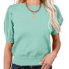 Coolmee Women's Puff Short Sleeve Sweater Tops Fashion Business Casual Knit Crew Neck T Shirts Outfits Work Blouses Clothes - 2 of 3