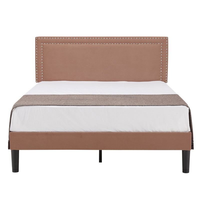 VECELO Upholstered Bed with Adjustable Headboard, Bed Frame, 1 of 13
