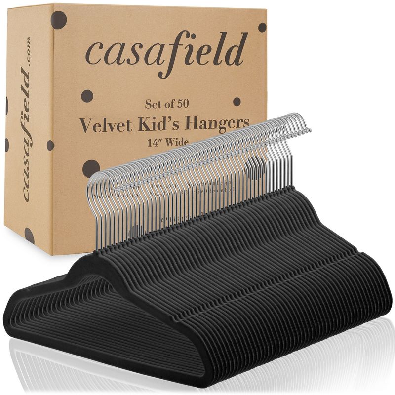 Casafield 14" Velvet Kid's Hangers for Children's Clothes, Set of 50, 4 of 8