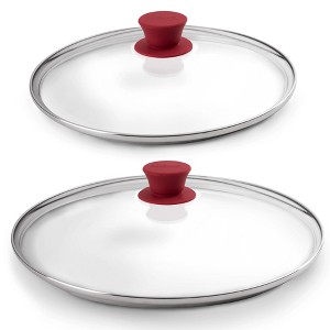 Cuisinel Glass Lids Set - 10" + 12" Fully Assembled Replacement Covers, Compatible with Lodge Cast Iron Skillets & Pans, Oven Safe - 1 of 4