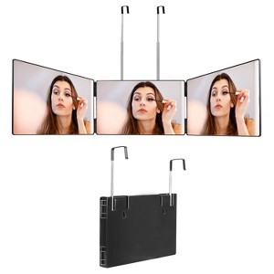 iMountek"3-Way Tri-Fold Mirror with Telescopic Hanger for Makeup, Shaving, Hair Cutting, and Styling"Black - 1 of 4