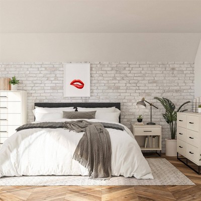 Ivory Oak Rustic Modern Nightstand with Drawer and Open Cubby