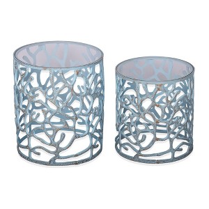 SPI Home Coral Tables Set of 2 – Aluminum Coastal Accent Tables with Coral Design, 18" Height - 1 of 3