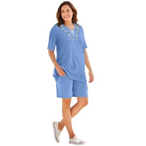 Woman Within 7-Day Embroidered Layered-Look Tunic - 1 of 4