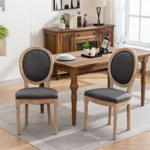 CAVINAS French Style Dining Chairs Set of 2, PU Leather Dining Room Chairs with Button Tufting and Solid Wood Legs - 1 of 4