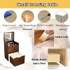 (Walnut) 3 in 1 dressing table with flip mirror and visible glass tabletop with 3 drawers and upholstered tools, bedroom dressing table - 4 of 4