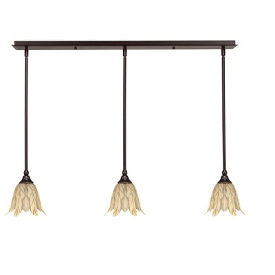 Toltec Lighting Any 3 - Light Chandelier in  Dark Granite with 7" Vanilla Leaf Shade