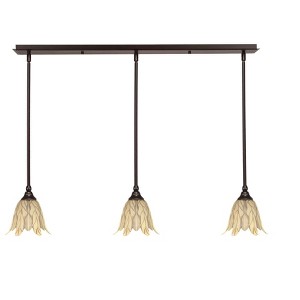 Toltec Lighting Any 3 - Light Chandelier in  Dark Granite with 7" Vanilla Leaf Shade - 1 of 1