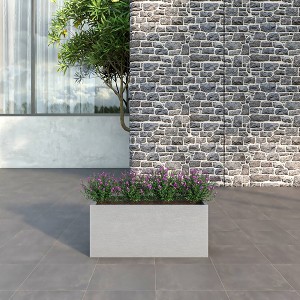 LeisureMod Flora Fiberstone and MGO Clay Planter Rectangular Planter Pot for Indoor and Outdoor - 1 of 4
