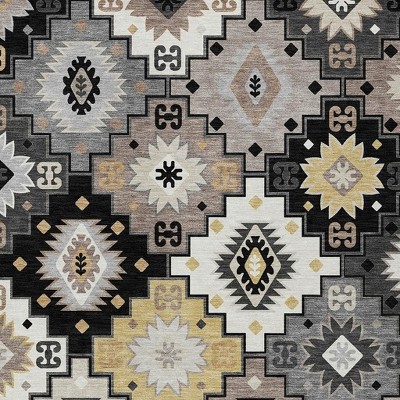 HomeRoots 10' X 14' Black Wheat And Gray Southwestern Washable Indoor Outdoor Area Rug
