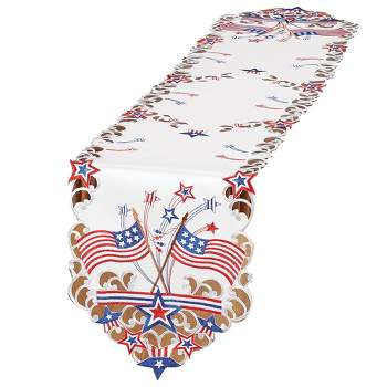 Collections Etc Embroidered Americana Flag Table Linens