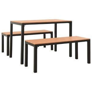 vidaXL Garden Dining Set Brown and Black Steel and Wood Plastic Composites - 1 of 4