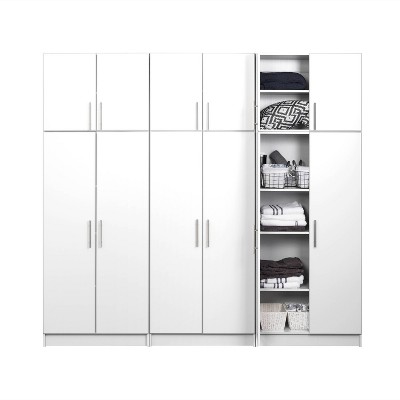 White 96" Cabinet Set with Adjustable Shelving