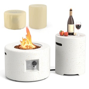 Tangkula 40,000 BTU Outdoor Fire Pit Table Set w/ Tank Holder Stainless Steel Burner - 1 of 4