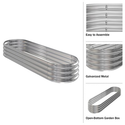 Large Silver Galvanized Steel Raised Garden Bed Planter