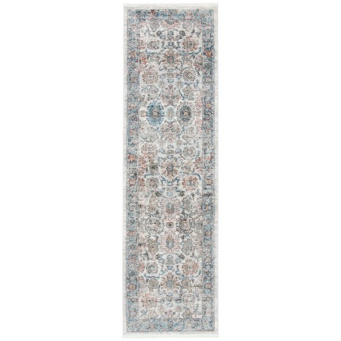 Shivan Shv797 Power Loomed Runner Rug - Grey/blue - 2'2