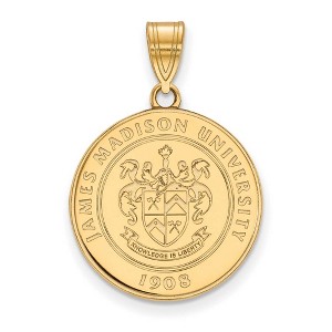 Black Bow Jewelry 14k Yellow Gold Plated Sterling Silver James Madison Dukes NCAA Large Pendant - 1 of 3