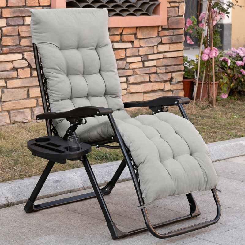 Outsunny Padded Zero Gravity Chair, Folding Recliner Chair, Patio Lounger with Cup Holder, Cushion for Outdoor, Patio, Deck, and Poolside, 3 of 7