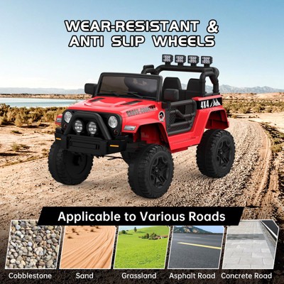 2-Seater Ride On Truck Car, 12V Electric Car for Kids Battery Powered Car w/Parent Remote Control, Safety Belt, Mp3 Player, Led Lights, Jeeps Car