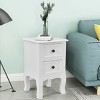 Costway White Night Stand  w/ 2 Storage Drawers, Wood End Accent Table - 4 of 4
