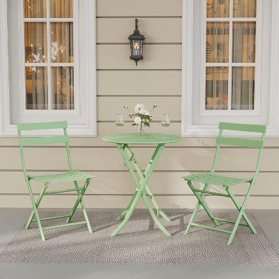 3-Piece Patio Bistro Set, Foldable Table & Chairs for Balcony, Lawn, Porch, Small Outdoor Spaces
