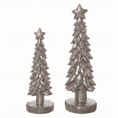 Transpac Resin Multicolor Christmas Elegant Trees Set of 2