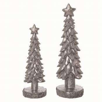 Transpac Resin Silver Christmas Elegant Trees Set of 2