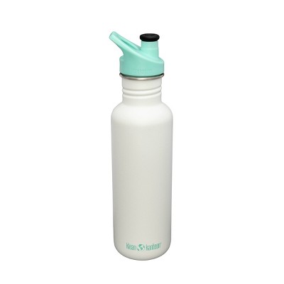 Klean Kanteen 27oz Classic Stainless Steel Water Bottle with Sports Cap - Matte White/Teal