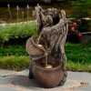 LuxenHome Brown Resin Tree Farmhouse Pots Outdoor Fountain with Lights - 2 of 4