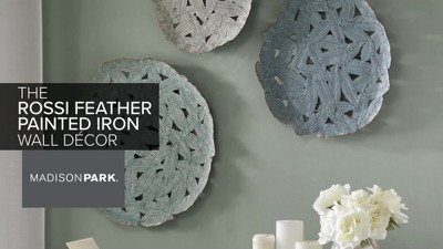 Set of 3 Blue Iron Feather Cutout Wall Sculptures