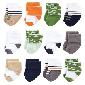 Luvable Friends Infant Boys Newborn and Baby Terry Socks, Camo - 1 of 4