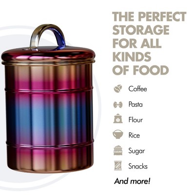 Medium Multicolor Stainless Steel Food Storage Canister