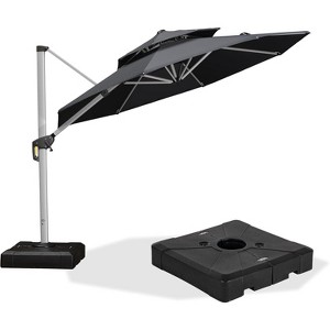 PURPLE LEAF 10/11/12/13ft Outdoor Patio Cantilever Umbrella with Base Offset Umbrella 360 Degree Rotation Round Umbrella for Deck Pool Garden - 1 of 4