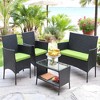 Outdoor Wicker Patio Set with Loveseat, Armchairs, and Tea Table - Water-Resistant Cushions & UV Protection - 2 of 4