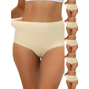 INSPIRE CHIC Women's Elastic High-Waisted Unlined Breathable No-Show Hipster Underwear 6 Packs - 1 of 4