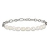 Chisel Stainless Steel Polished with Half White Freshwater Cultured Pearl 8.25" Bracelet - 4 of 4