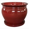 Southern Patio Wisteria 8 Inch Round Ceramic Indoor or Outdoor Garden Planter Pot with Saucer for Flowers and Plants, Red (3 Pack) - 2 of 4