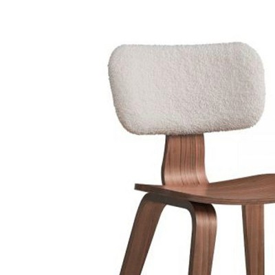 Casson White Velvet and Walnut Upholstered Side Chair