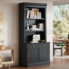 Tall Bookcase with Drawer and Glass Doors, Freestanding MDF Bookcase with Open Shelves for Living Room, 83.4 in-3irtyhousy - 2 of 4
