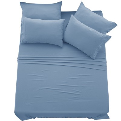 6 Piece Bed Sheet Set Ultra Soft Brushed Microfiber Solid Sheets with Pillow Cases - Lux Decor Collection