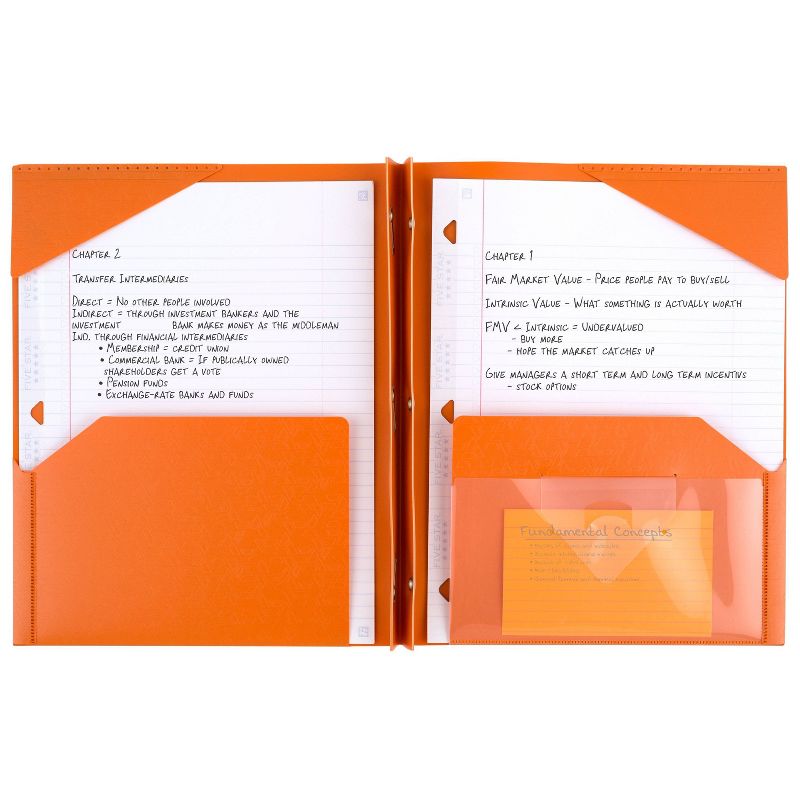 Five Star 2 Pocket Plastic Folder with Prongs Orange, 3 of 8