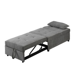 4 in 1 Adjustable Footstool Bed Stool Guest Sofa Chair, Modern Sleeper Sofa Guest Bed with Adjustable Backrest and Pillow for Bedroom - 1 of 4