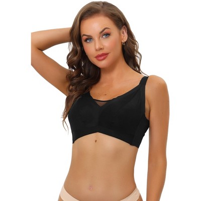 Allegra K Women's Adjustable Straps Full Coverage Mesh Underwire Minimizer  Bra Black 36C