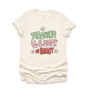 Simply Sage Market Women's Teaching Is A Work Of Heart Words Short Sleeve Graphic Tee - 1 of 4