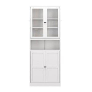 GlasFlength Kitchen Storage Farmhouse Kitchen Pantry Cabinet Freestanding Cupboard Accent Storage Cabinet for Kitchen, White, 27.6"*13.8"*72" - 1 of 4
