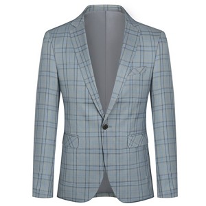 Cloudstyle Mens Formal Suit Jacket Blazer Plaid 2 Button Closure Prom Business Sport Coat - 1 of 4