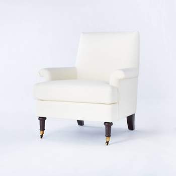 Mercer Rolled Upholstered Arm Chair with Casters Cream - Threshold™ designed with Studio McGee